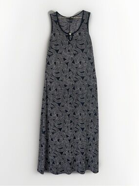 Susan Lawrence neutral casual Black and White Dot-Print Sleeveless maxi Dress SP